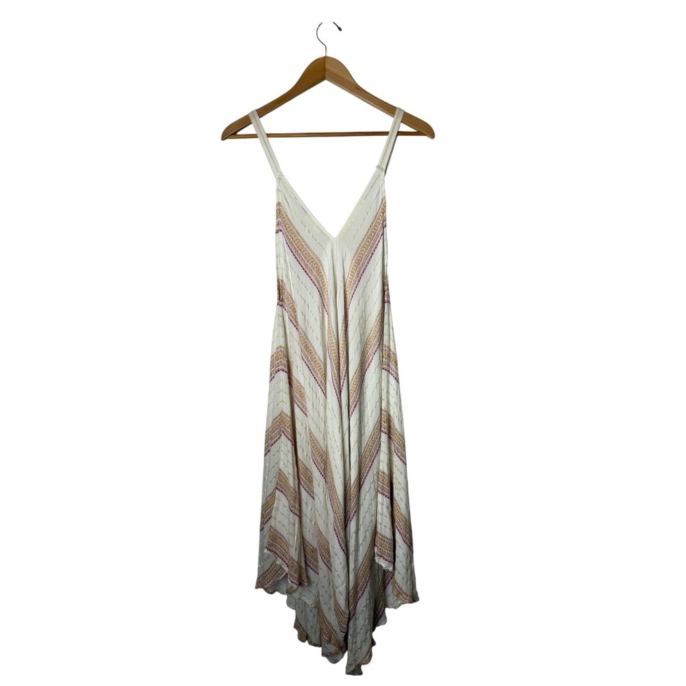 Altar'd State Jumpsuit Women Medium Ivory Metallic Stripe Boho Wide Leg Coastal - Picture 3 of 10